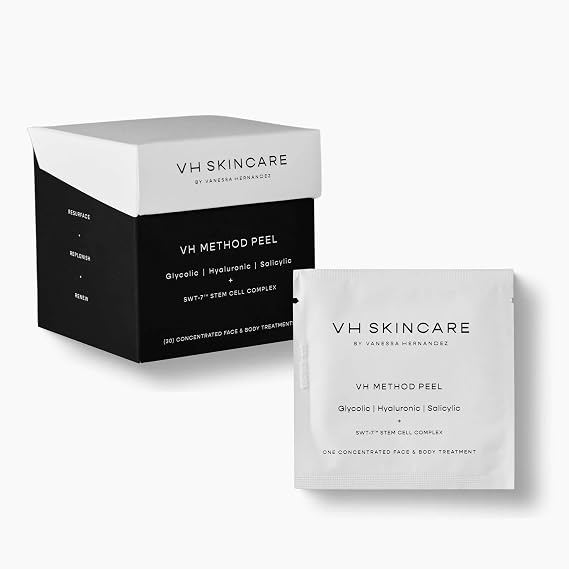 VH METHOD PEEL | Gentle Exfoliating Face and Body Peel with Glycolic, Hyaluronic, and Salicylic acid - 30 individual wipes for all skin types