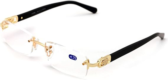 Men Rectangular Rimless Designer Fashion Reading Glasses Reader