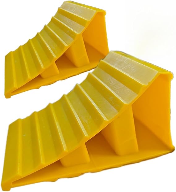 Wheel Chocks 2PCS Caravan Wheel Chocks Heavy Duty, [Upgraded Larger] 20x12x11cm Car Wheel Chocks Stoppers Plastic Rubber Tyre Saver, Trailer Chocks Rubber Chock Blocks, Camper Wheel Chock backstops