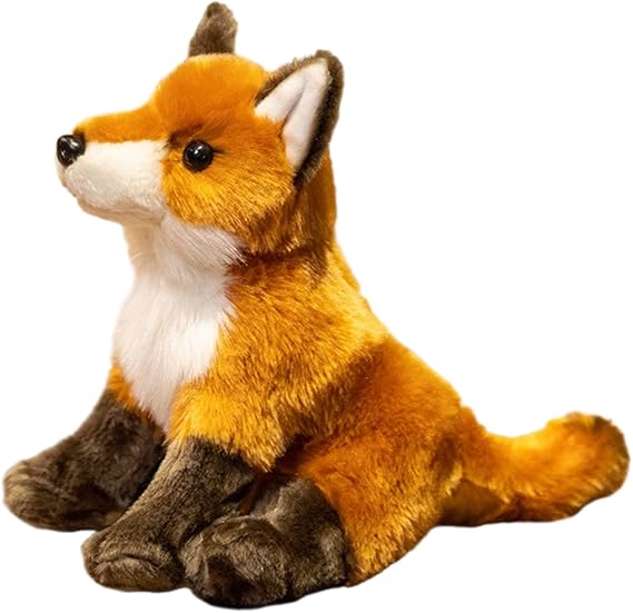 Fox Plush 10in PP Cotton Lifelike Fox Stuffed Animal Soft Adorable Sitting Animal Plush for Kids Adults