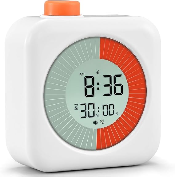 EooCoo Visueller Timer Kinder 60 Min - 4-in-1 Countdown Count-Up Uhr & Wecker Time Timer mit Lautem & Stillem Alarm Schultüte Füllung für Schule Büro Küche ADHS Autismus Hilfsmittel (Weiß)