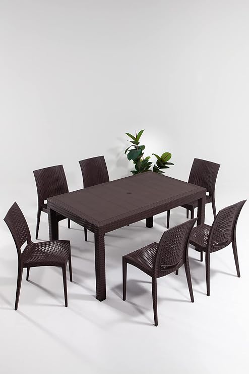 Rattan Large Coffee Table Set Garden&Balkon 1 Table + 6 Chair
