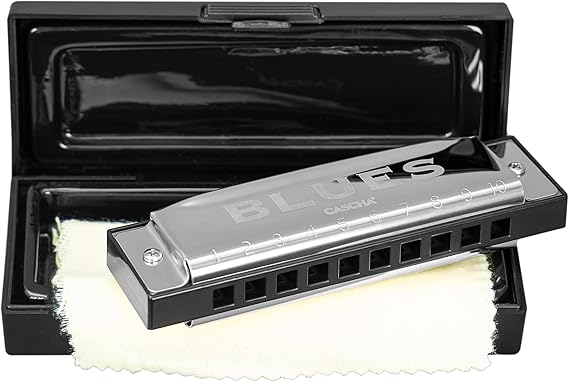 Cascha Blues Harmonica C-Major beginners and advanced - High-quality 10-hole diatonic harmonica excellent sound - With high-quality brass reeds - practical case and cleaning cloth