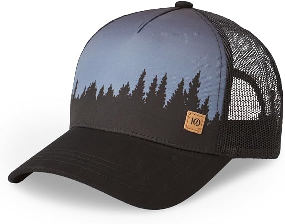 tentree Juniper Graphic Baseball Snapback Cap Organic Cotton, Adjustable Fit, 2-Way Stretch Fabric, Eco-Friendly & Sustainable, Breathable & Absorbent, Unisex, Meteorite Black/White One Size