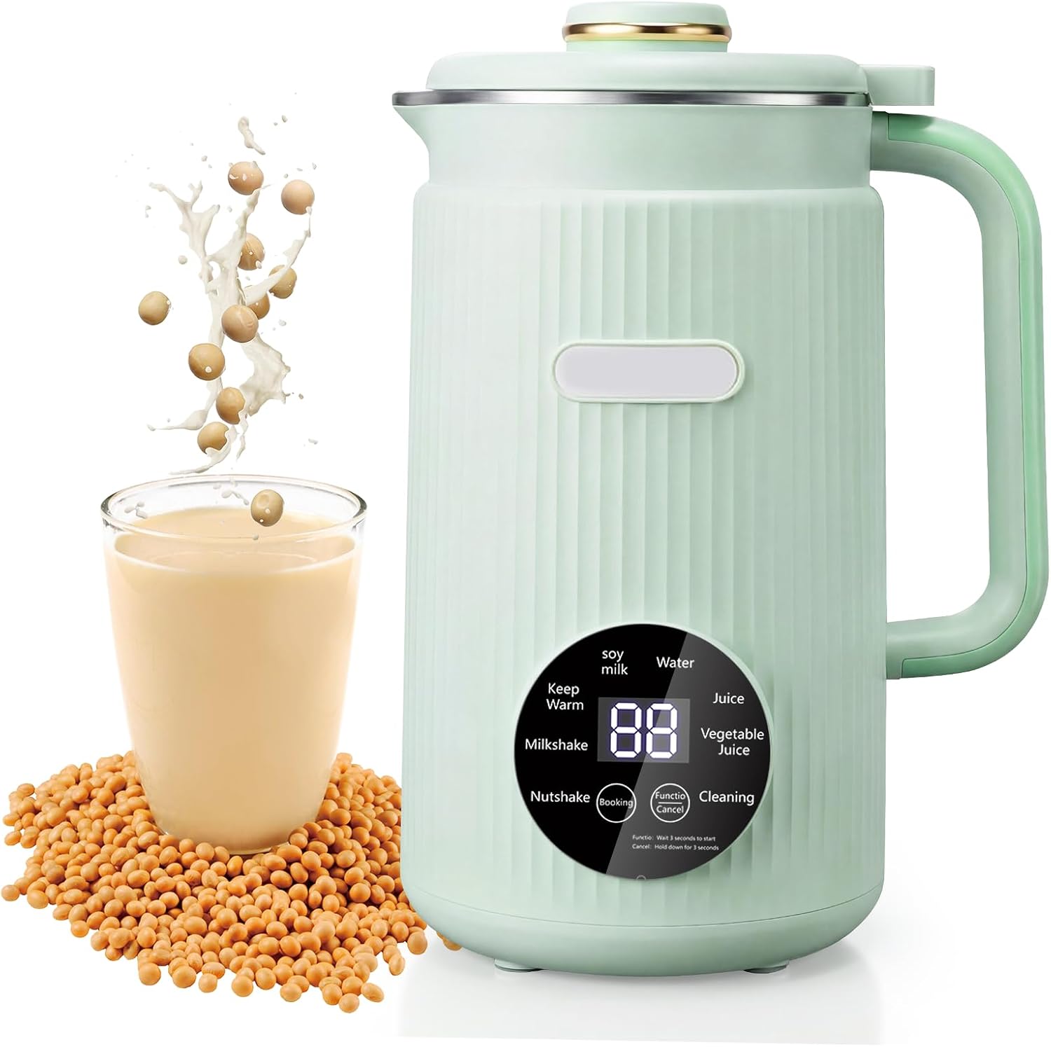 Nut Milk Maker, 1200ML 8 in 1 Multifunctional Automatic Almond Milk Machine, Oat Milk Maker with Delay Start/Keep Warm/Self Clean/Boil Water for Homemade Plant Based Milk Almonds Oats Soybeans Green