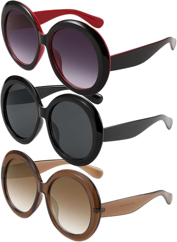 Karsaer Retro Oversized Round Sunglasses Women & Men, 70s 80s Fashion Trendy Big Shades K7155
