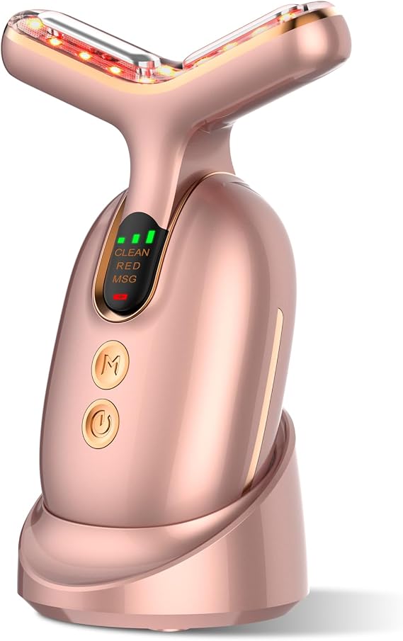 MicroCurrent Beauty Device, Firming & Wrinkles Skincare Tool - FDA Cleared | Red Light Therapy for Face & Neck, de-puff lifting toning, heat vibration soothes and boosts skin absorption, relax self-care