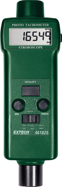 Extech 461825 Combination Photo Tachometer/Stroboscope | 2-in-1 RPM and strobe, coarse/fine flash, motion analysis, 5-digit LCD, battery operated, case