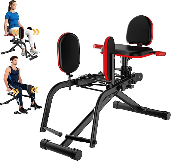 Hip Abductor Adductor Machine, 8-Level Adjustable Glute Machine, Hip Adduction Abduction Trainer for Home Gym, 2 in 1 Inner & Outer Thigh Workout Equipment Booty Builder