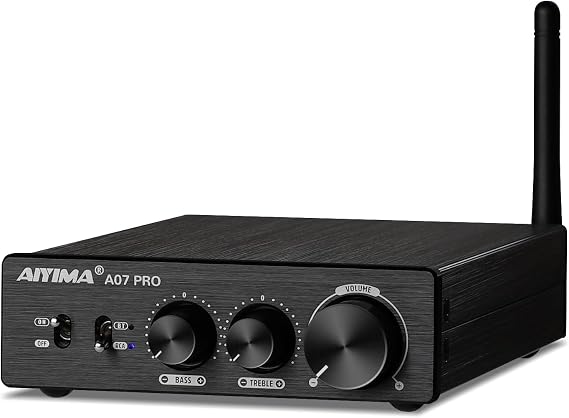AIYIMA A07PRO TPA3255 Mini Power Amplifier 2.0/2.1Channel Audio Amp 300Wx2 Class D Hi-Fi Stereo Integrated Amplifiers Bluetooth 5.2 support aptx Desktop amplifier with Treble and Bass Control