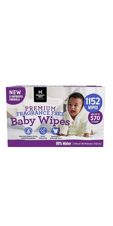 Member's Mark Fragrance Free Baby Wipes (Netcount 12 Pack 96 Wipes in Each),, 12Count