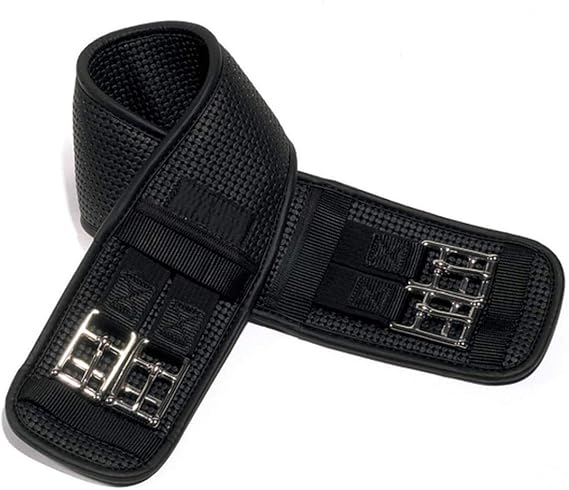 Ovation Ovsellerie Airform Chafeless Dressage Girth - Cushioned Textured Soft Black Horse Girth with Stainless Steel Hardware