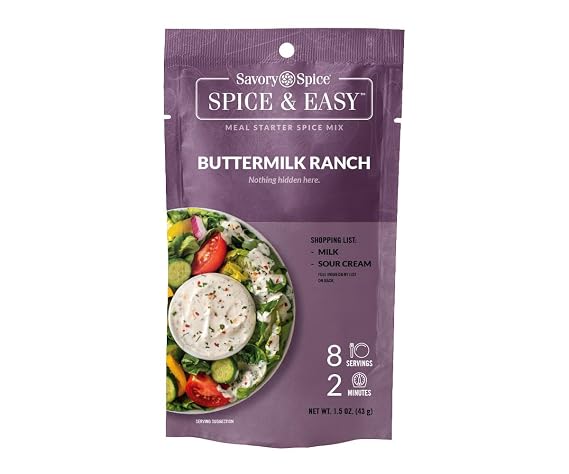 Savory Spice Buttermilk Ranch Spice & Easy - Ranch Dip Mix & Seasoning Packet for Homemade Dressing - Just Add Sour Cream or Milk (1.5 oz)