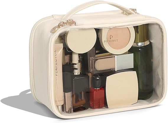 Pocmimut Clear Makeup Bag Large Cosmetic Bag TSA Approved Toiletry Bag