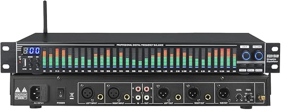 EQ31SUB Digital Graphic Equalizer 31-Band Audio Processor with LED Spectrum Display and Noise Reduction, Multiple Inputs for Pro Audio and Home Stereo