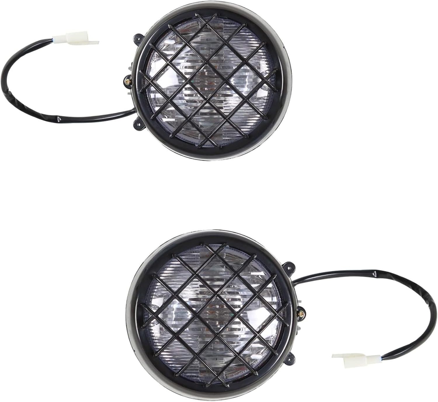 2PCS Grill Motorcycle Headlamp Replacement for Yamaha Banshee 350 YFZ350 1987-2006 Lens Bulbs