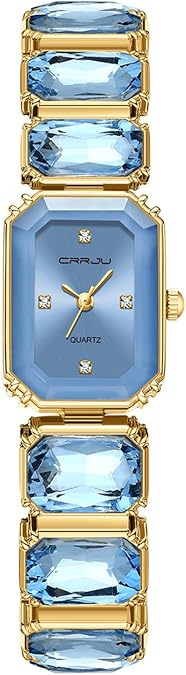 CRRJU Women Fashion Luxury Wristwatches, Ladies Squartz Crystal Quartz Movement Watch, Pink Dial with Gold Band
