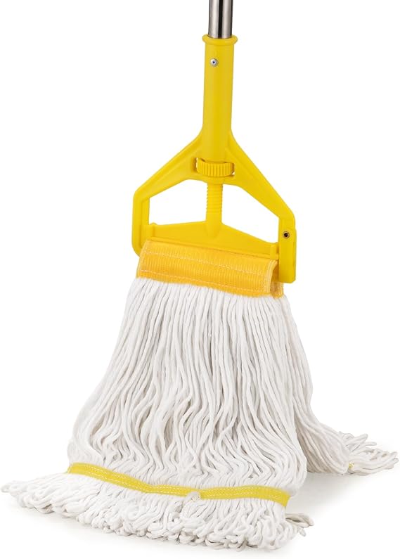 Industrial Heavy Duty Wet Mop with 48" Long Handle,Cotton Wet Commercial Mops for Floor Cleaning,Home,Kitchen,Office,Garage and Concrete Tile Floor