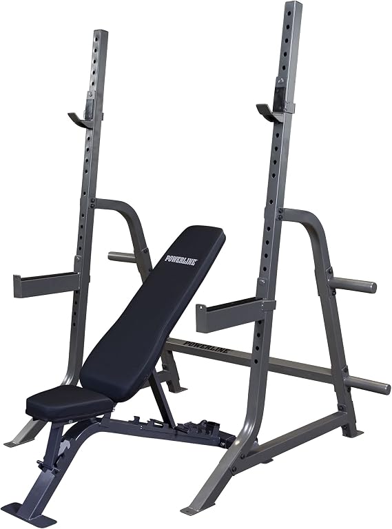 Body Solid Powerline (PMPPACK) Multi-Press Rack Package Includes Olympic Adjustable Weight Bench and Power Squat Rack, Strength Training Workout Equipment for Commercial and Home Gyms