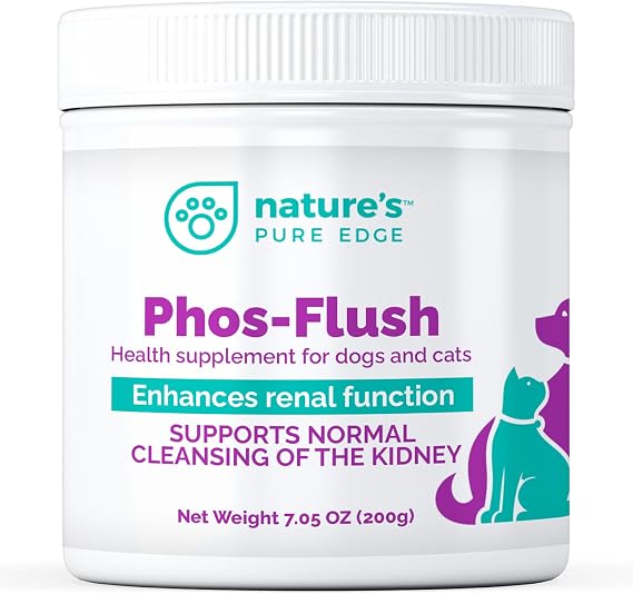 Phos-Flush Phosphate Binder for Cats & Dogs for Kidney Health - Feline Urinary Tract Support - Phosphorus Binder for Cats & Dogs - Kidney Support Supplement Powder - 200 Grams