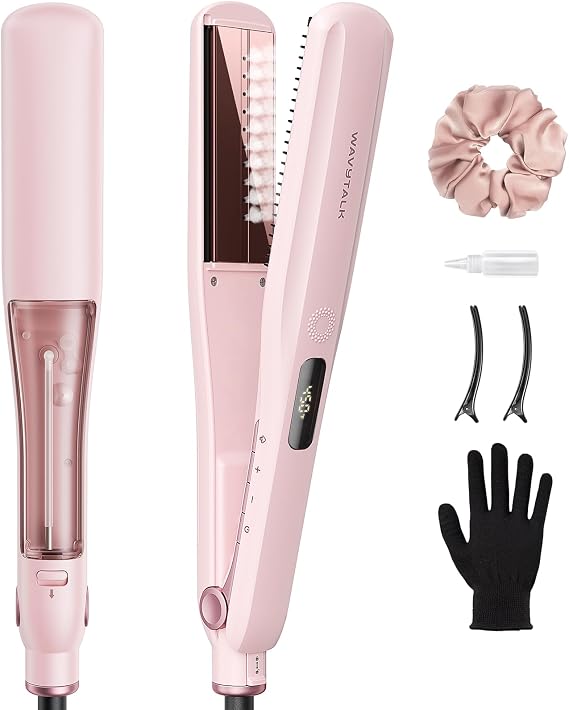 Wavytalk Steam Hair Straightener Steam Sesh for Less Heat Damage, Flat Iron