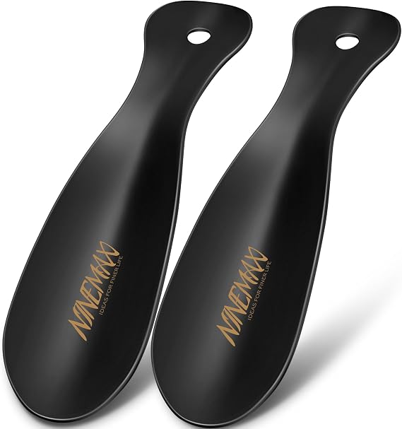 NINEMAX Metal Shoe Horn Small, Travel Shoe Horn Short (Pack of 2)