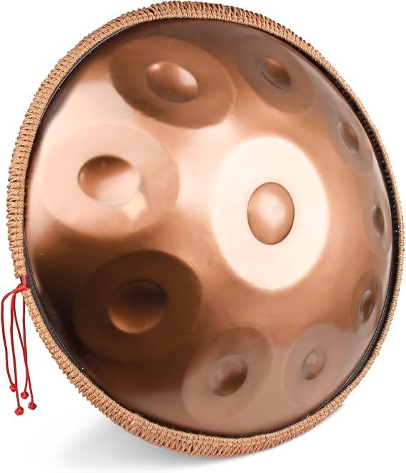 Handpan, Steel Drum，Hand Pan Instrument, Gold | 10 Note D Minor 440HZ Handpan Drum for Meditation, Yoga, D Kurd handpan with Carry Bag，Stand，Steel Hand Drums for Adults