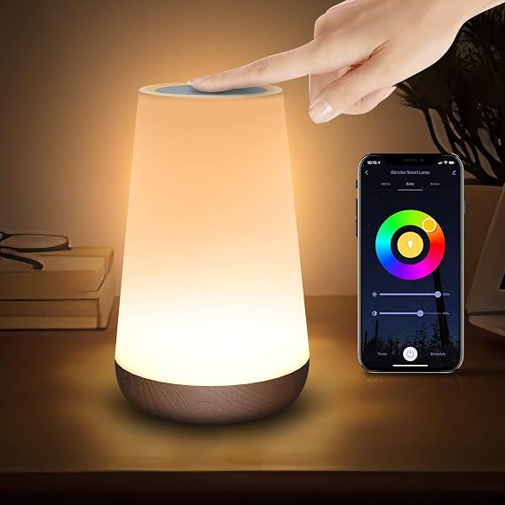 Smart Table Lamp, APP Control Dimmable Touch Lamps for Bedrooms Compatible with Alexa & Google Assistant, LED Smart Table Lamp for Nursery Bedside Nightstand