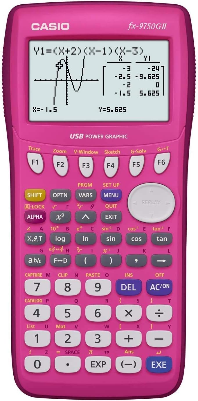 Casio fx-9750GII, Graphing Calculator, Pink FX9750GII-PK