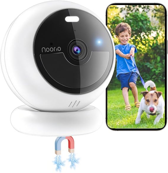 Noorio Magnetic Security Camera, 1080P, 32GB Storage, 2.4GHz WiFi, B200SE | Battery Powered, Color Night Vision, Smart Motion Detection, 2-Way Audio, IP66, Free Local Storage MagCam, Alexa Compatible