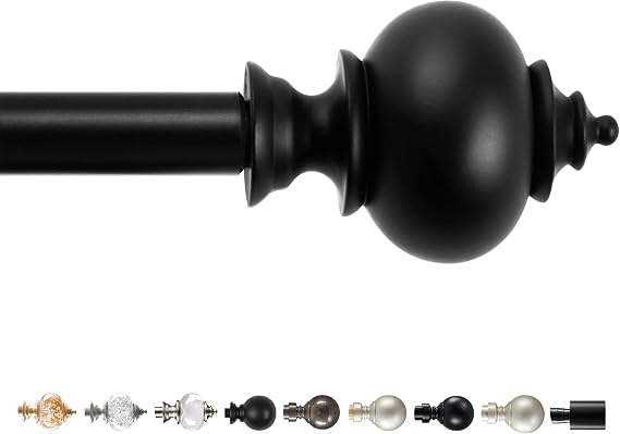 Deconovo Adjustable Curtain Rod for Windows 28-48 Inch, Black Curtain Rod