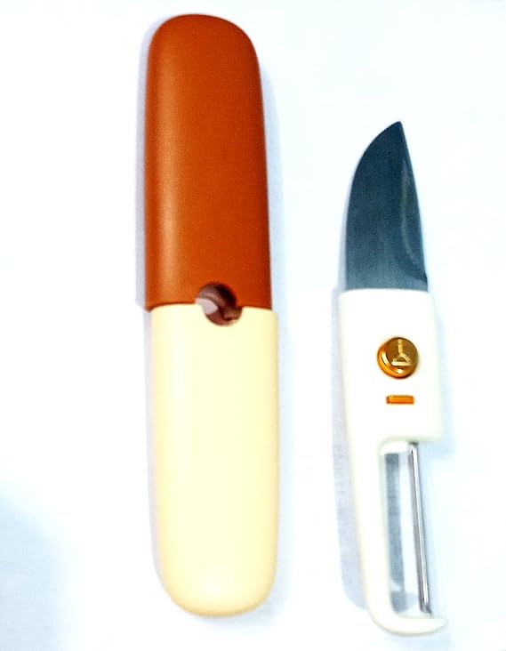 Multi functional 2 in 1 Stainless Steel Fruit, potato peeler with Knife Peeler for Office Kitchen, Fruit and Vegetable Dual-Use Knife, Outdoor Portable Peeling Fruit Potato Peeler (Multi Color)