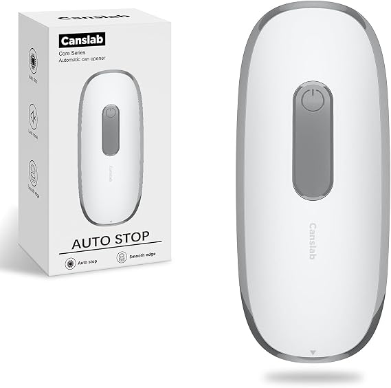 Canslab CORE Electric Can Opener_Single Touch Automatic Can Opener for Seniors with Arthritis, Auto Shut-off, Cordless Battery Powered, Side Cut, Smooth Edge, Handsfree, for Small or Large Cans, White