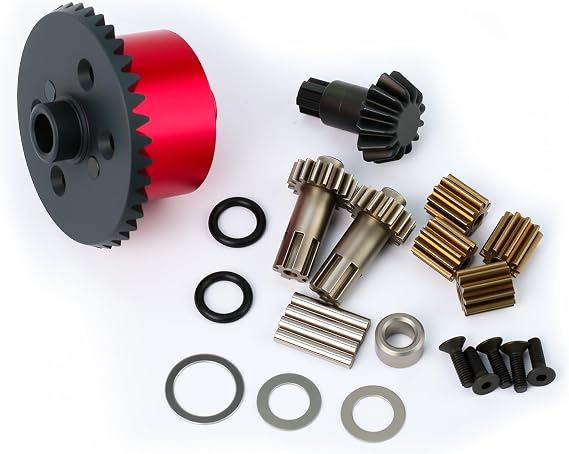 Metal Differential Assembly & 13T Output Gear for Arrma1/10 3s Granite Mega Senton New BigRock Typhon (Red)