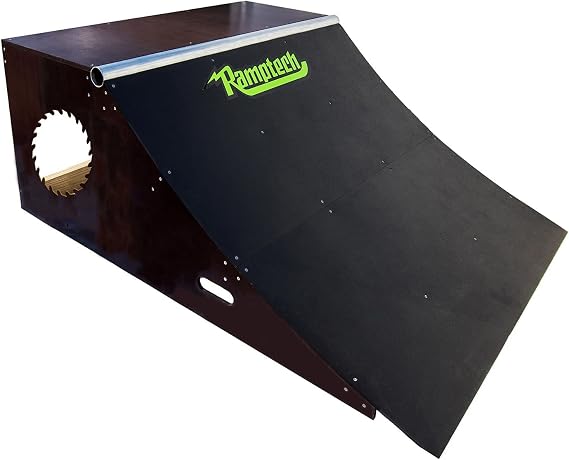 Ramptech Quarterpipe Ramp (2' Tall x 4' Wide) - Weatherproof, Heavy-Duty Indoor and Outdoor DIY Skateboard Ramp Kit - Portable Skateboarding Ramps with Caster Wheels and High Friction ABS Surfacing