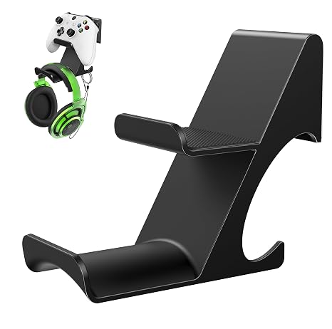 6amLifestyle [Latest Version] Controller and Headphone Holder Stand with Cord Holders for PS5 PS4 Xbox One Switch Pro Gamepad Controller Wall Mount Strong Adhesive/Screws, Shark 11 Pro