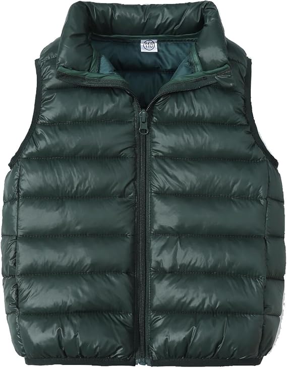 Boys Girls Puffer Vest Warm Lightweight Sleeveless Winter Coats Stand Collar Zip Up Padded Jackets Quilted Outwear
