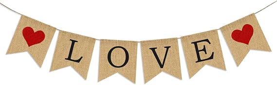 LOVE Burlap Banner | Valentines Day Decorations | Valentines Garland