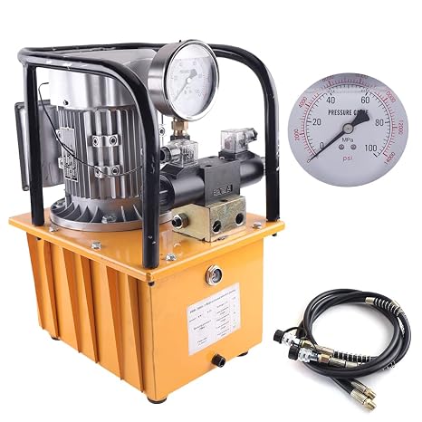 TFCFL Hydraulic Pump Electric Hydraulic Pump 10000 PSI Electric Driven Hydraulic Pump Solenoid Valve Pedal Switch 750W Double Acting Driven Pump Manual Hydraulic Power Unit