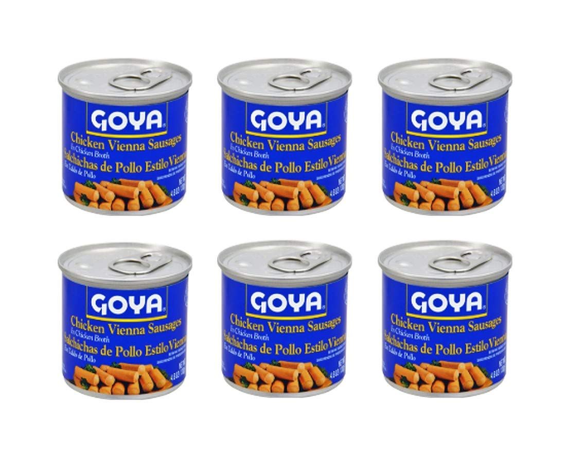 Goya Salchichas de Vienna - Chicken Vienna Sausage in Chicken Broth 6 Pack, Total of 27.6oz