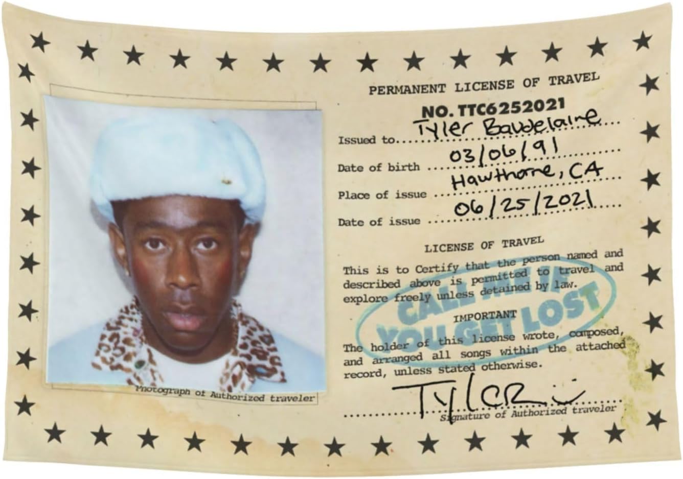 frhnczg Hip Hop Music Tapestry Tyler Album Cover 3x5ft College Dorm Bedroom Wall Tapestry Party Backdrop Decoration Indoor Outdoor