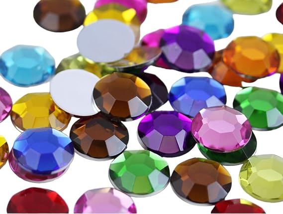 Allstarco 20mm (25/32") Assorted Colors Acrylic Rhinestones, 60 PCS