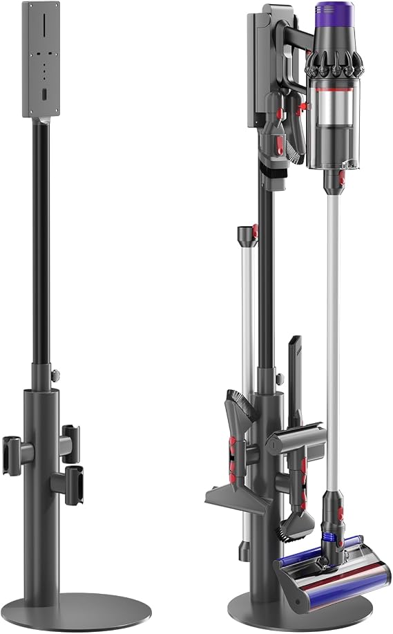 Nukisa Vacuum Stand Compatible with Dyson V15 V12 V11 V10 V8 V7, Metal Storage Holder for Cordless Vacuum & Accessories, The Vacuum Attachment Holder is Retractable Hanging Standing Dock Accessorise