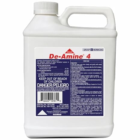 De-Amine 4 Selective Broadleaf Weed Killer 2,4-D Amine Controls Dandelions, Clover & Chickweed Safe for Cool & Warm Season Lawns (2.5 Gallons)