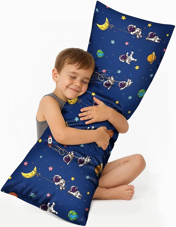 Miss Adola Kids Silk Body Pillow Cover 20x54 Inch, Blue Astronaut
