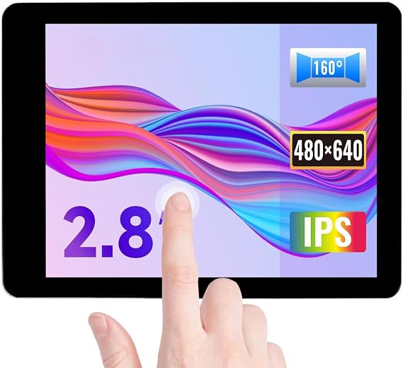 2.8inch DSI Capacitive 480640 IPS Display Panel Touch Display LCD for Raspberry Pi 5/4B/3B+/3A+ with I2C Touch Port y Laminated Screen