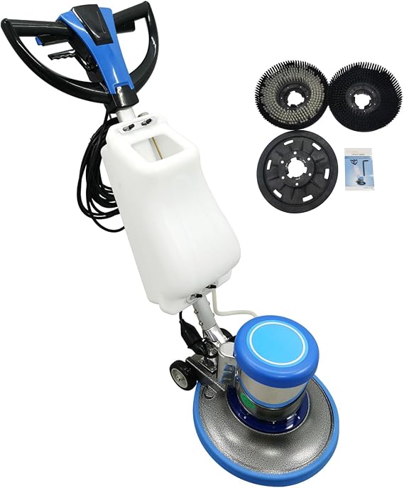 110V Floor Polisher Commercial Floor Scrubber Machine 17" Cleaning Path Carpet Buffer Scrubber with 3.1gal Water Tank 175Rpm 1100W, for Marble/Cement/Epoxy/Rubber Floors/Wood