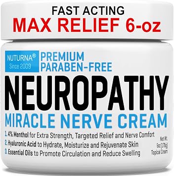 Neuropathy Nerve Relief Cream - Premium Nerve Cream 3X Action for Targeted Relief and Soothing Nerve Comfort - Maximum Strength with 4% Menthol, MSM for Feet Hands Legs Toes & Back - Extra Large 6 Oz