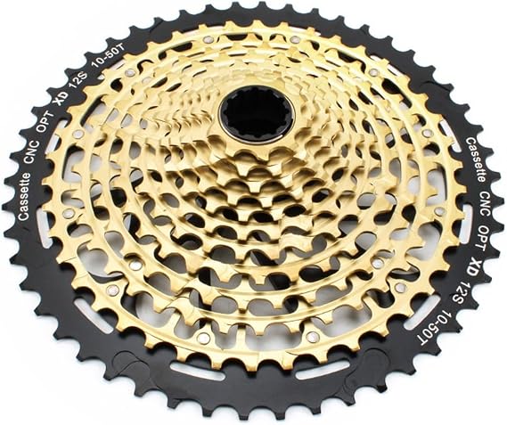 XD Cassette 12 Speed Mountain Bike Cassette Freewheel 10-50T/10-52T Sprocket Lightweight 12s Variable Speed Bike Cassette(Gold,12s 10-52T)
