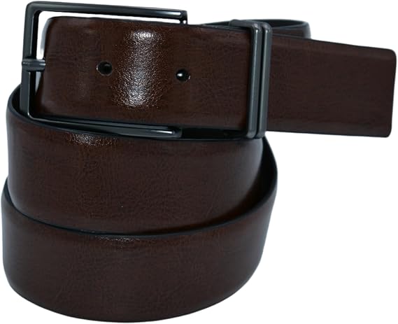 Ted Baker Men's Dress Belt, Brown, Leather, Double Metal Loops
